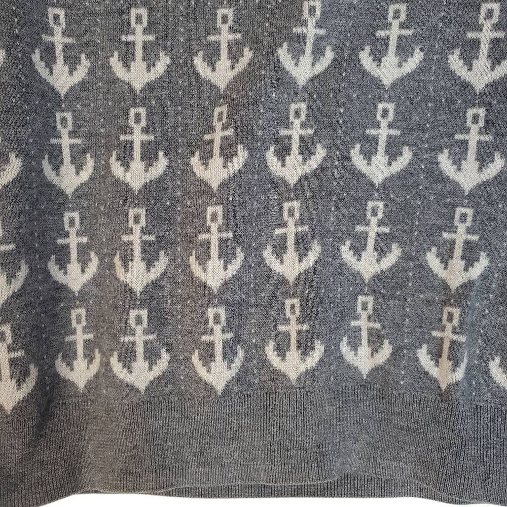 Vineyard Vines Kids Ahoy Anchor Print Merino Wool Blend Sweater Gray Medium - Picture 7 of 13
